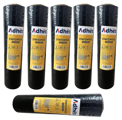 Stretchfolie LLDPE 17 µm 300 m 6 Rollen schwarz