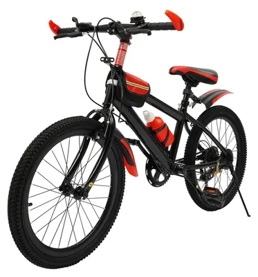 Obrázok produktu pre Detský bicykel – horský bicykel – kolesá 50,8 cm – celoodpružený – rám z uhlíkovej ocele – oceľová vidlica – oceľové ráfiky – gumové pneumatiky – červený