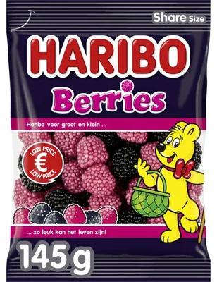Produktbild von Haribo Berries Fruchtgummi 145g – Fruchtige Beerengeschmack, weiche Gummibärchen