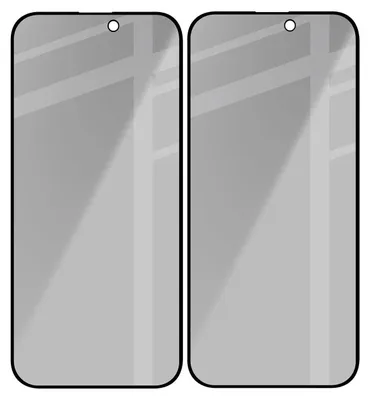 Produktbild von 2x Gehärtetes Glas mit Privatschutzfilter für iPhone 16 Pro Max, Bizon Glass Edge Shadow Duo, getönt mit schwarzer Rahmen