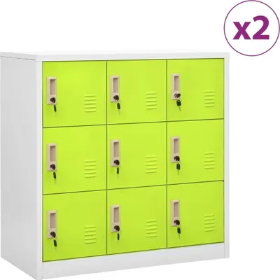 Image de Armoires à casiers 2 pcs Gris clair et vert 90x45x92,5 cm Acier