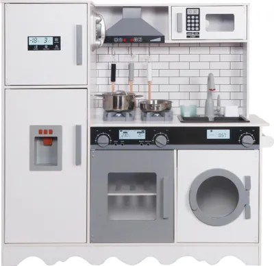 Produktbild von Aga4Kids Kinderküche aus Holz, Backofen, Mikrowelle, Herd mit Kochplatten, Dunstabzugshaube,  Spülbecken zum Geschirrspülen