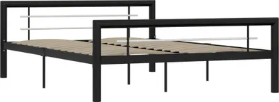 Produktbild von vidaXL Bettgestell Schwarz und Weiß Metall 120x200 cm