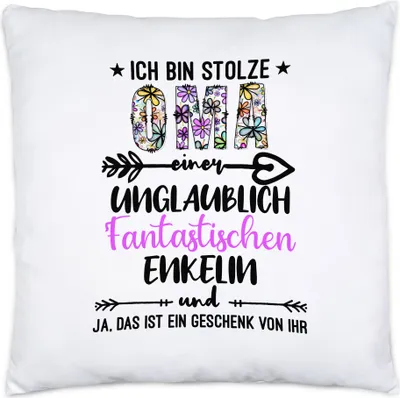 Produktbild von Ich bin stolze Oma Kissen Inkl Füllung Geschenk Idee Muttertag Oma Enkelin Geburtstag