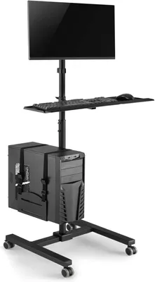 Productafbeelding van Standaard rolwagen trolley voor monitor toetsenbord computer in hoogte verstelbaar 17-32 tot 20kg VESA 75x75-100x100