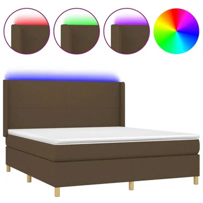 Produktbild von Boxspringbett mit Matratze & LED Dunkelbraun 180x200 cm Stoff
