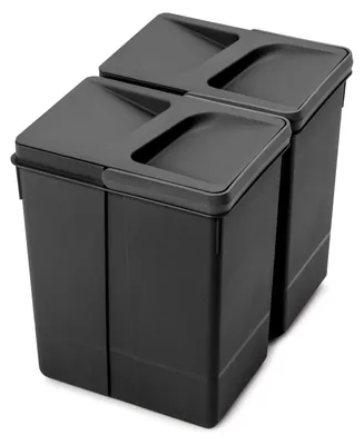 Zdjęcie produktu dla Emuca Zestaw pojemników do recyklingu do szuflad kuchennych Recycle, wysokość 266 mm, 2x7 litrów, Plastik, Czarny
