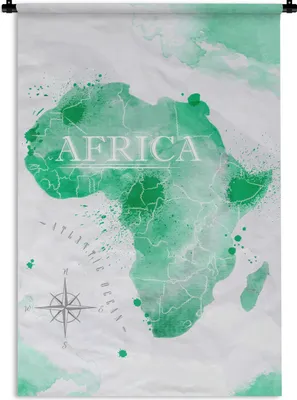Produktbild von MuchoWow® Wandteppich Wandbehang Afrika - Weltkarte - Aquarell 90x135 cm Tapisserie Dekoration Wandtuch - Baumwolle - Wandskulptur
