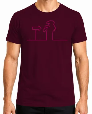 Imagen del producto de Camiseta para hombre, diseño "Linea Balum Osvaldo Zeichentrick Strichmännchen Cavandoli", color burdeos, talla S