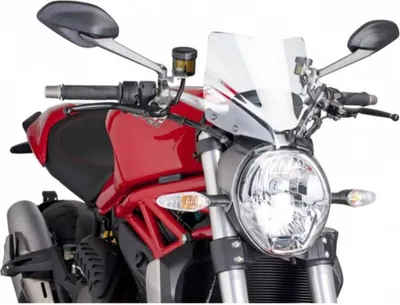 Imagen del producto de Cúpula Puig transparente para motocicletas deportivas sin carenado, compatible con Ducati