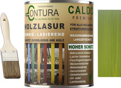 Produktbild von Contura Holzlasur Langzeitschutz Lasur + Pinsel Holz Außen Dauerschutzlasur Holzfarbe - 750ml. + Pinsel / Grün - 10.45