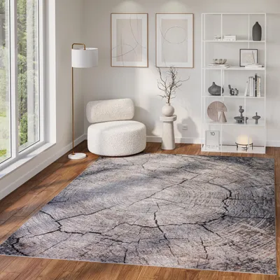 Produktbild von Tapiso Teppich COMO Modern Abstrakt Kurzflor Grau Beige Schwarz 140 x 200 cm
