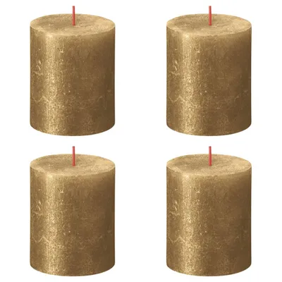 Produktbild von Bolsius Rustikale Stumpenkerzen Shimmer 4 Stk. 80x68 mm Golden