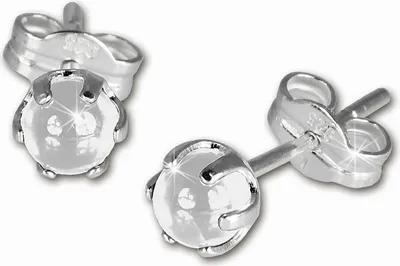 Produktbild von SilberDream Ohrstecker für Damen 925 Silber weiß Kugel Ohrringe 4mm SDO533W