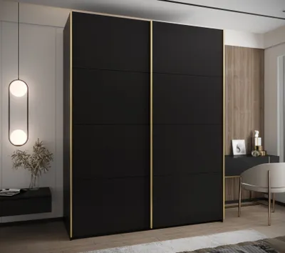Produktbild von Zweitüriger Kleiderschrank SAMARA 1 - 190 cm, schwarz/gold