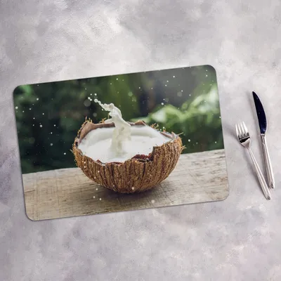 Produktbild von Tischset 6x45x30 cm Platzset Tischmatte Platzmatte Untersetzer - Kokosnuss Frucht und Milch