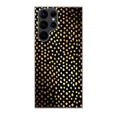 Produktbild von MuchoWow® Handyhülle Schutzhülle Hülle für Samsung Galaxy S22 Ultra Polka dots - Gold - Schwarz Silikon Softcase Handy Hülle - Abbildung