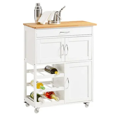Produktbild von Mobilbarwagen Weiss 67x86cm mit Fächern und Rädern