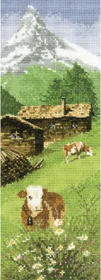 Image de Heritage Point de Croix Set Aida "Alpenwiese (a)", modèle à compter, jcam524-a, 31x11cm