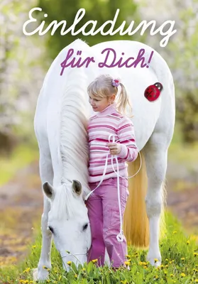 Produktbild von Komma³ 50-005 Einladung Kindergeburtstag "Mädchen mit Pferd" - 8 Stück