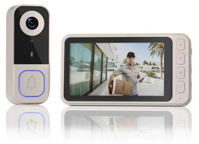 Produktbild von Zimilo KFunk Video Türsprechanlage mit Monitor, kabellose Türklingel 1080P Full HD, Gegensprechen, SD Aufnahme, ohne WLAN und App, 150 m, Beige