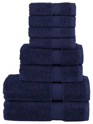Image de vidaXL Ensemble de serviettes premium 8 pièces SOLUND bleu marine 600 g/m