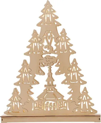 Produktbild von Holzdeko Tannenbaum mit 10 LEDs Warmweiß