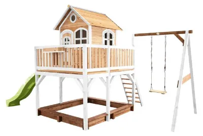 Playhouse Liam 277 x 541 x 291 cm Holz Natur Grün Weiß