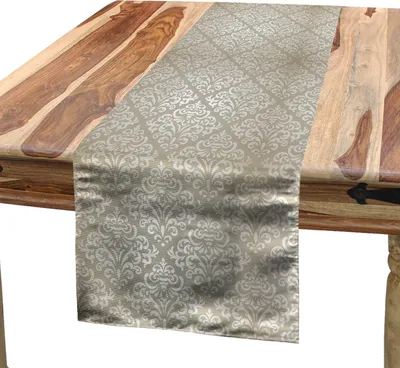 Produktbild von ABAKUHAUS Barock- Tischläufer, Antike Königs Ornamente Vintage inspirierte Monotone Damast, 40 x 225 cm, Eischale Tan