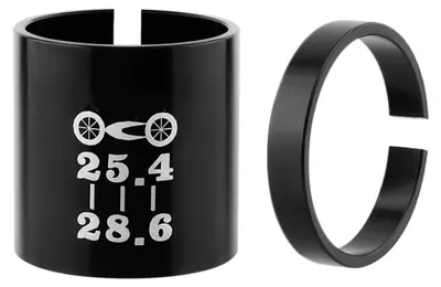 Immagine prodotto di TRANKIELO® - Distanziatore e adattatore per attacco manubrio "Fiets Ahead" - Adattatore di conversione da 25,4 mm a 28,6 mm - Alluminio, nero