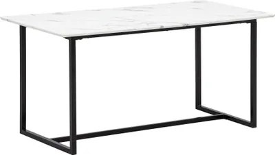Immagine prodotto di WOHNLING Tavolo da pranzo 120x60x76 cm Tavolo da cucina bianco effetto marmo Tavolo da pranzo moderno piccolo Tavolo da pranzo rettangolare Tavolo da pranzo con gambe in metallo