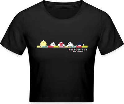Produktbild von Spreadshirt Hello Kitty And Friends Pose Crop Top, XS, Schwarz