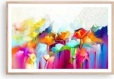 Produktbild von Gerahmtes Poster - Rahmen in heller Eiche - Blumen Wiese Sommer - 91,5x61 cm - Wand Bild - Wanddeko - Wandbilder - Wandposter - Bilderrahmen - Bilder - Kunstdruck - Wandbild - P2NAA91x61-4095