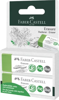 Produktbild von Faber Castell Radierer Dust-free 63x22x11 mm grün 2er BK