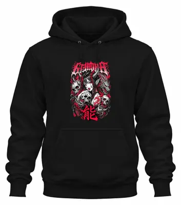 Zdjęcie produktu dla Bluza z kapturem w stylu anime, z motywem "Demon Girl", czaszką, smokiem, inspirowana stylem Y2K, czarna, rozmiar M