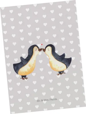 Produktbild von Mr. & Mrs. Panda Postkarte Pinguin Liebe - Grau Pastell - Geschenk, Verlobte, Vertraut, bildkarte, Ansichtskarte, Ansichtskarten, Liebesspruch, Geschenkidee, Freundin