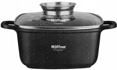 Image de Hoffner Marmite 4.5L Aroma Knob Revêtement Marbre Noir