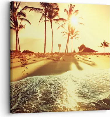 Produktbild von Bild auf Leinwand - Leinwandbild - Strand Meer Palme - 30x30cm - Wand Bild - Wanddeko - Wandbilder - Leinwanddruck - Bilder - Kunstdruck - Wanddekoration - Leinwand bilder - Wandkunst - AC30x30-3609