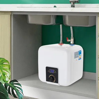 Obrázek produktu pro Elektrický ohřívač vody o objemu 8 litrů - výkon 1500 W - určený k montáži na zeď - kompaktní rozměry, vhodný do kuchyně a koupelny