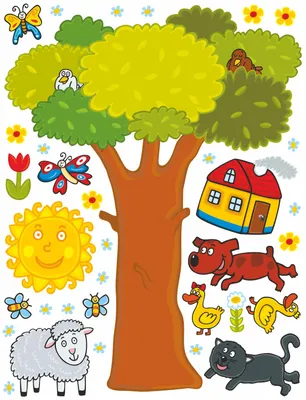 Obrázek produktu pro Samolepka na zeď Sanders & Sanders Zvířata na farmě zelená, žlutá a hnědá - 600243 - 65 x 85 cm