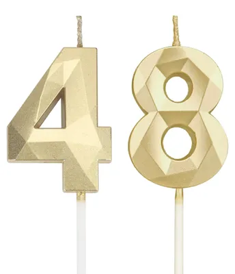 Productafbeelding van 48 Gouden Cijferkaarsen voor Verjaardagstaart Decoratie