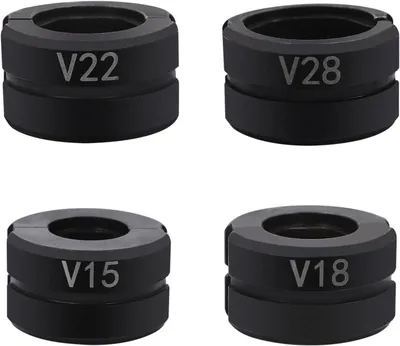 Produktbild von 4-teiliges Set Crimpeinsätze für Rohrpresszangen, Metall Kontur Pressbacken aus Cr45-Stahl, geeignet für Kupferrohre mit 15/18/22/28 mm Durchmesser