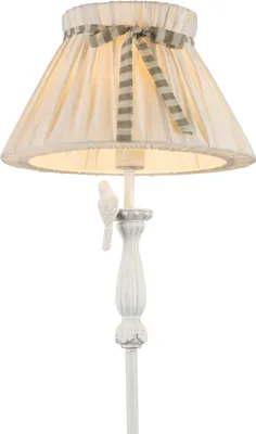 Obrázok produktu pre Globo Lighting stojacia lampa kovová biela, zlatá farba, textilná biela, nožný spínač v kábli, s vtáčikom, ø: 350mm, V: 1590mm, bez 1x E27 60W 230V