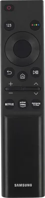 A black Samsung TV remote control is shown against a white background.