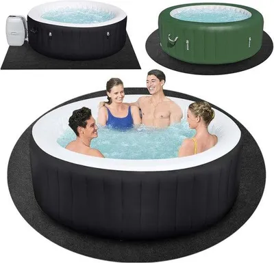 Zdjęcie produktu dla Okrągła nadmuchiwana mata kąpielowa 228,6 cm – pochłaniająca wodę i antypoślizgowa – ochrona do spa i basenu