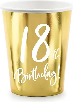 Produktbild von Pappbecher Happy Birthday #18 220ml/6Stk. Gold