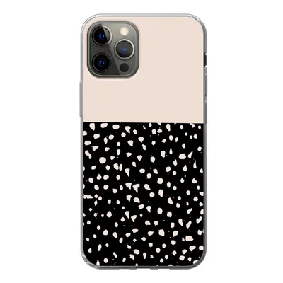 Produktbild von MuchoWow® Handyhülle Schutzhülle Hülle für iPhone 12 Pro Polka dots - Beige - Schwarz Silikon Softcase Handy Hülle - Abdeckung
