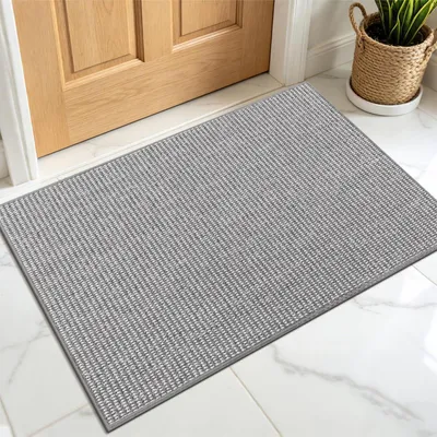 Productafbeelding van Schoonloopmat voor binnen en buiten, 60 x 90 cm, grijs+wit, antislip, wasbaar, absorberend