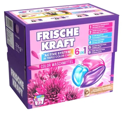 Produktbild von Frische Kraft 6in1 Waschmittelkapseln COLOR, 22 Stück