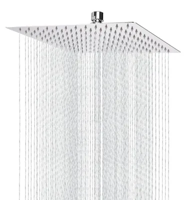 Productafbeelding van Regendouche, 25 cm, vierkant, roestvrij staal 304, hoogdruk douchekop, chroom, voor wand- of plafondmontage